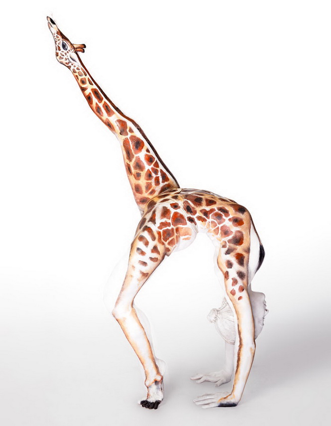 body-painting girafe